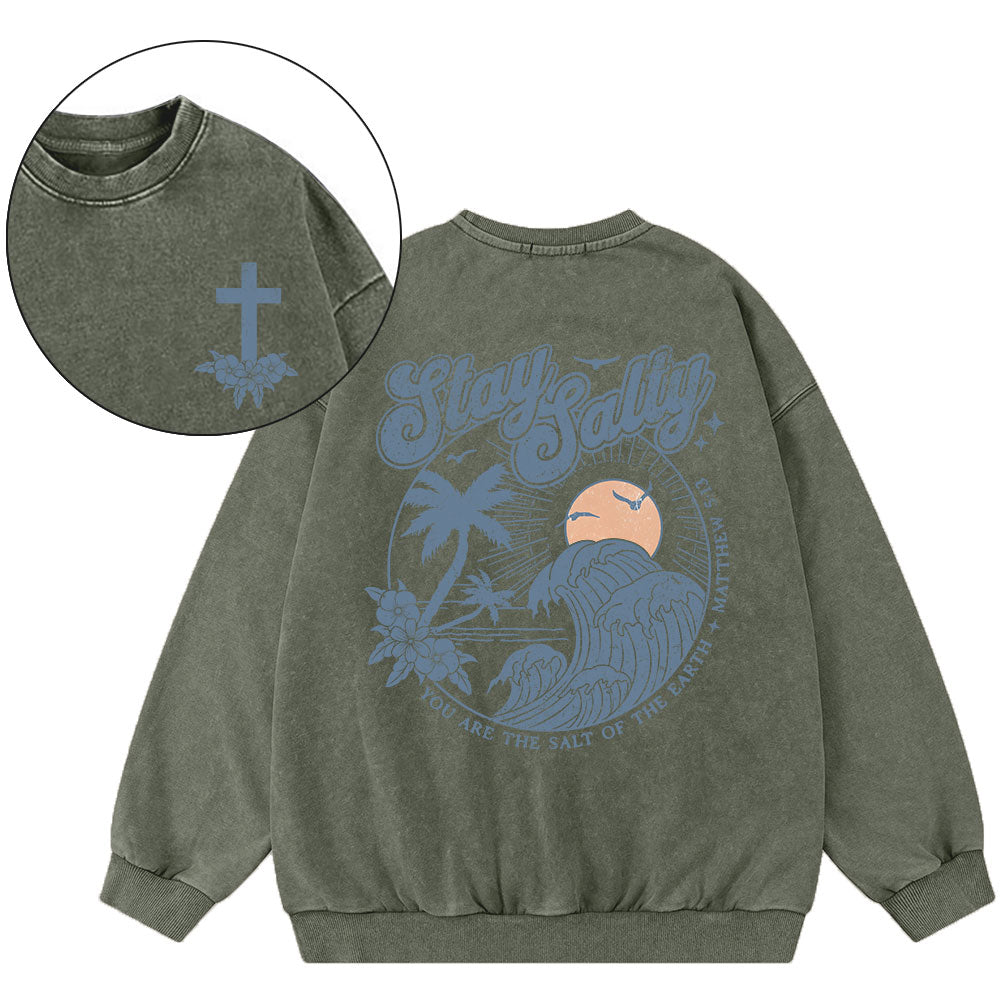 Stay Salty Christian Washed Sweatshirt