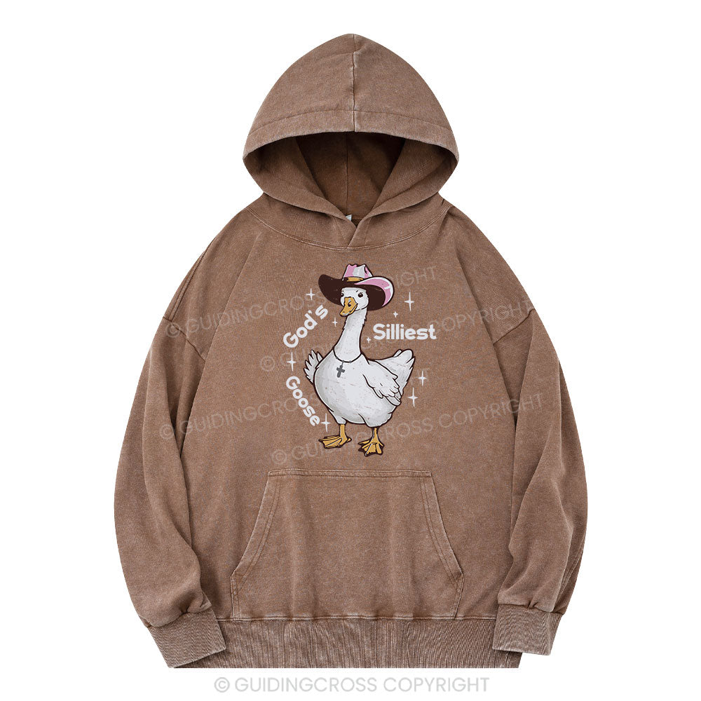 God's Silliest Goose Christian Washed Hoodie
