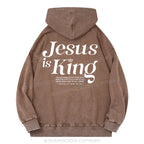 Jesus Is King Christian Washed Hoodie