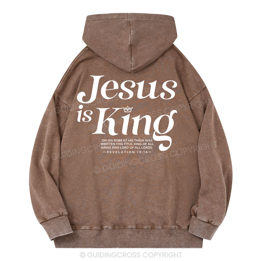 Jesus Is King Christian Washed Hoodie