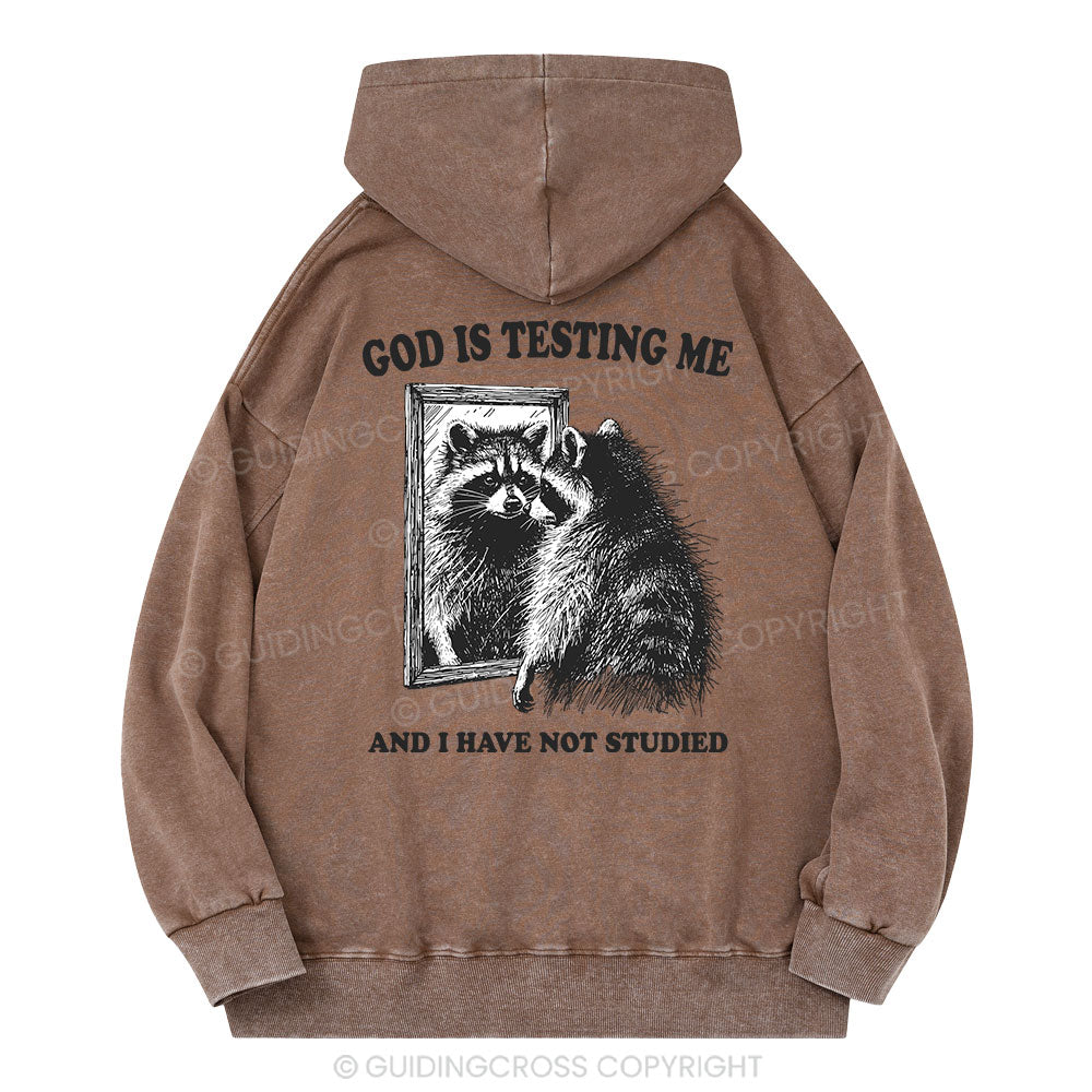 God Is Testing Me And I Have Not Studied Christian Washed Hoodie