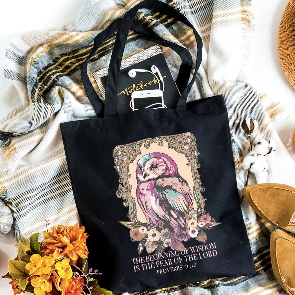 He Beginning Of Wisdom Christian Canvas Tote Bag