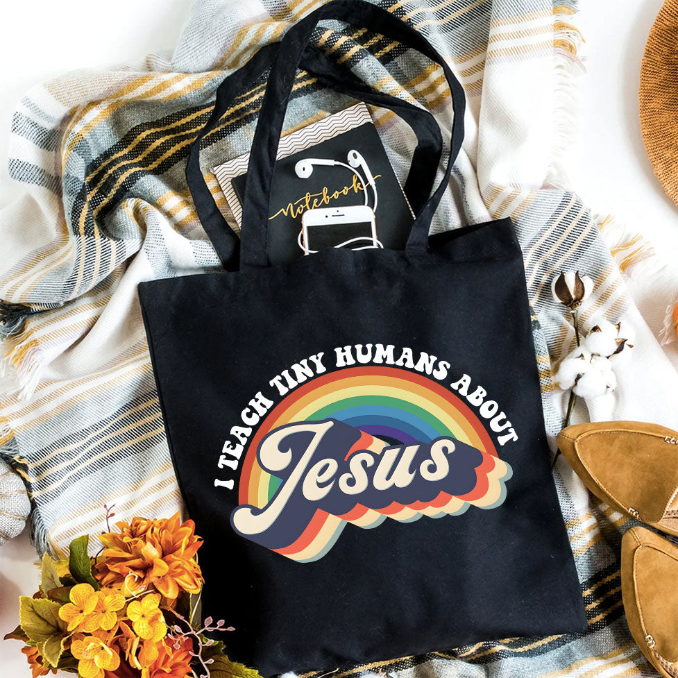 I Teach Tiny Humans About Jesus Christian Canvas Tote Bag