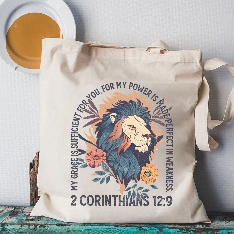 My Grace Is Sufficient Christian Canvas Tote Bag
