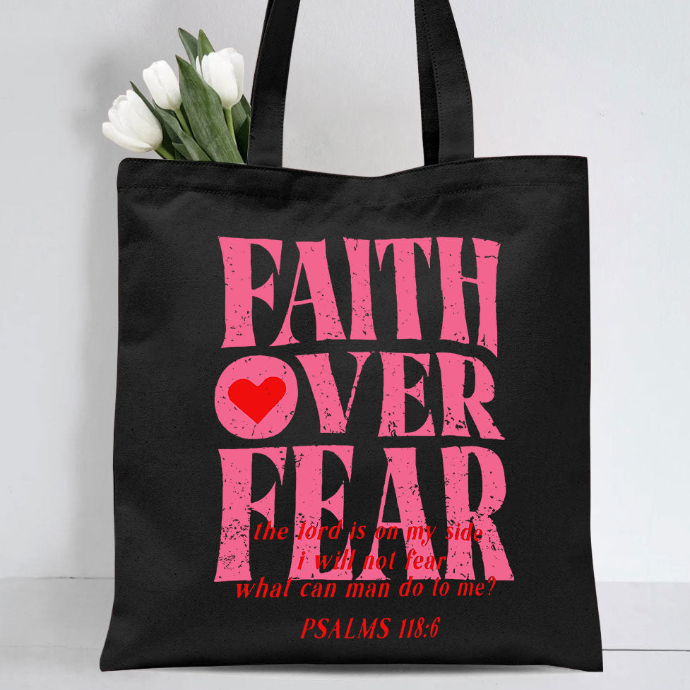 Faith Over Fear Christian Canvas Tote Bag