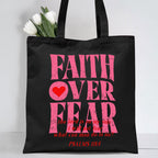 Faith Over Fear Christian Canvas Tote Bag