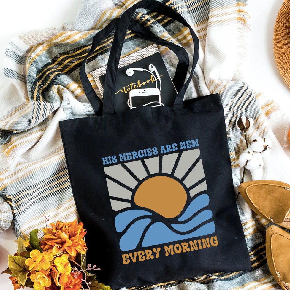 His Mercies Are New Every Morning Christian Canvas Tote Bag