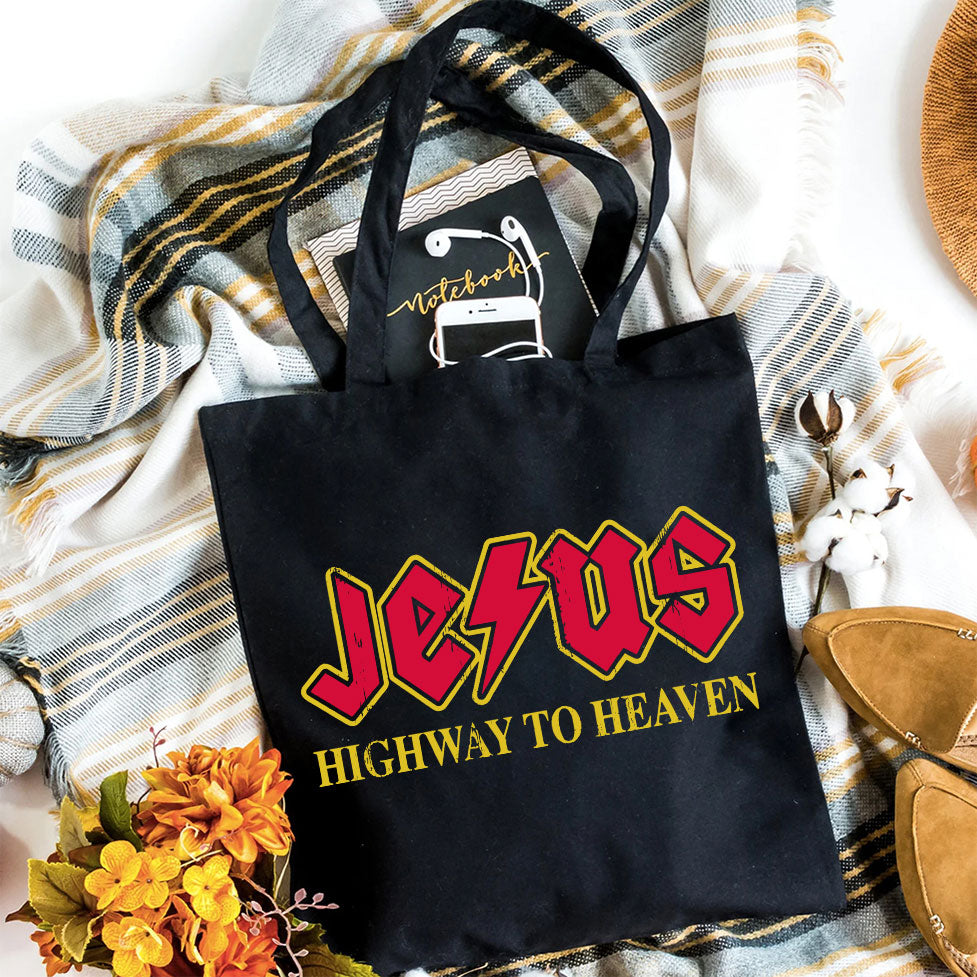 Jesus Highway To Heaven Christian Canvas Tote Bag