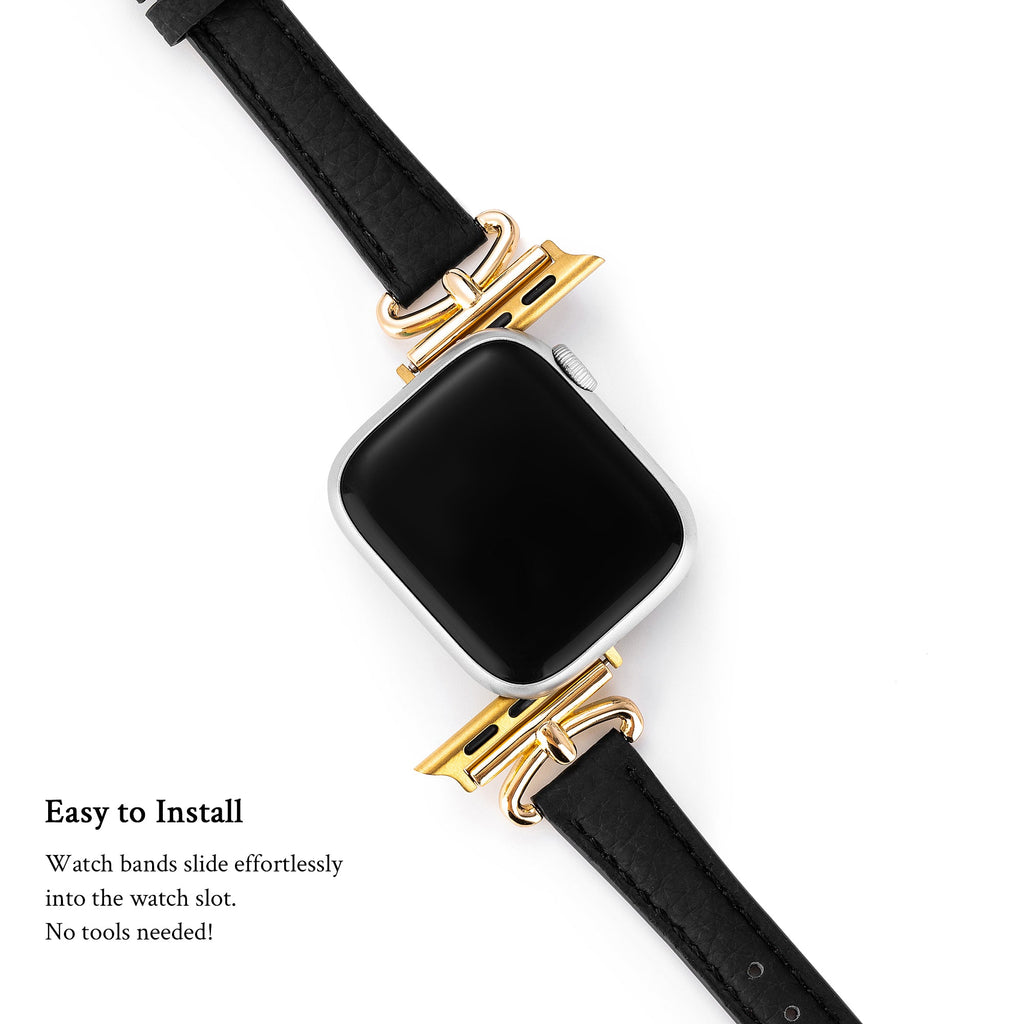 Metal Accented Leather Watch Band for Apple Watch