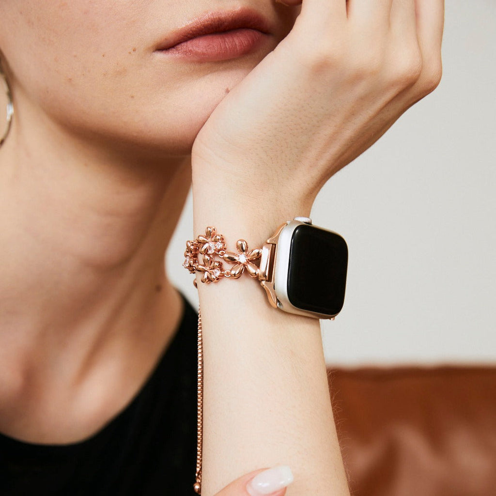 14k Gold / Platinum Plated Flowers Bloom Copper Watch Band