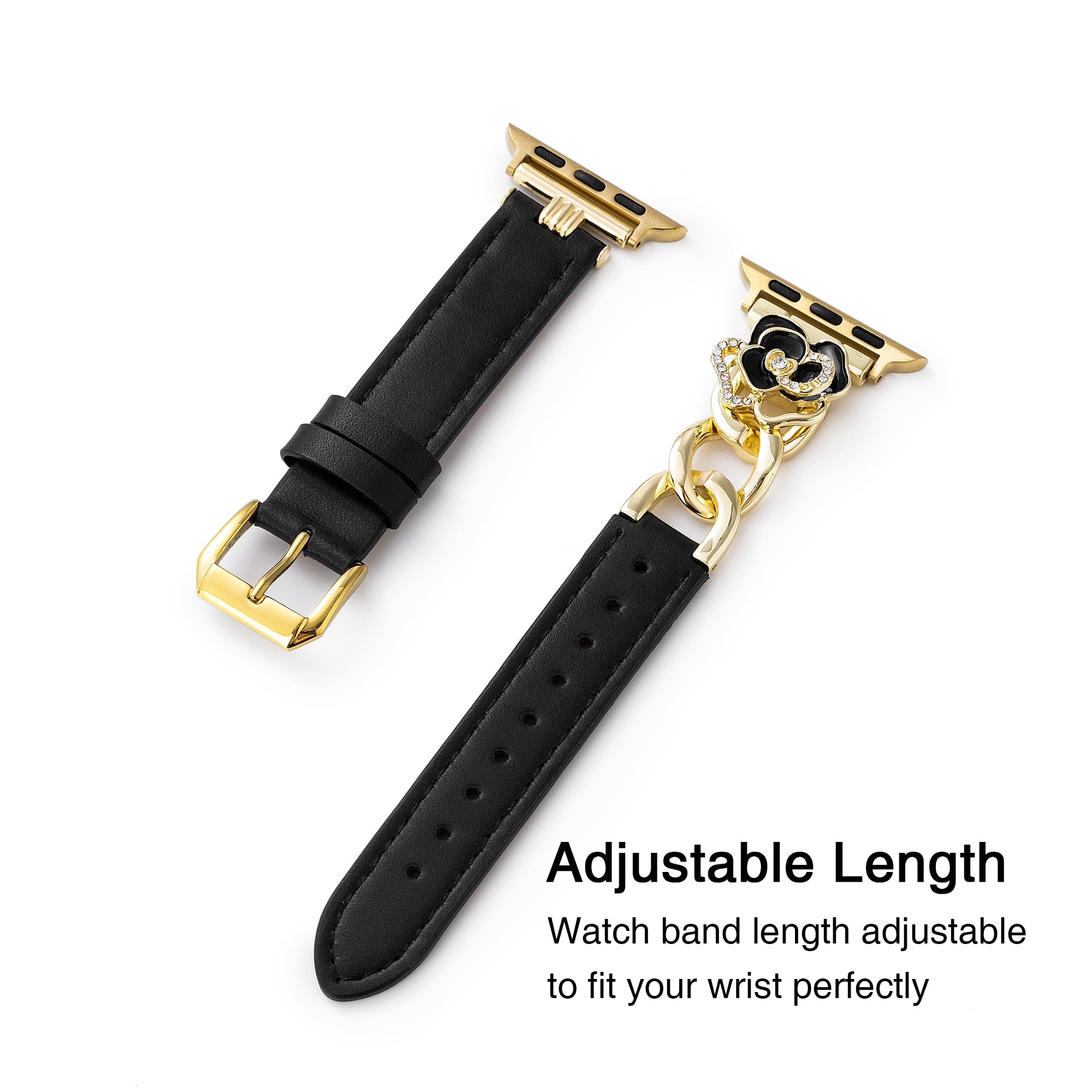 Camellia Chain Leather Watch Band for Apple Watch