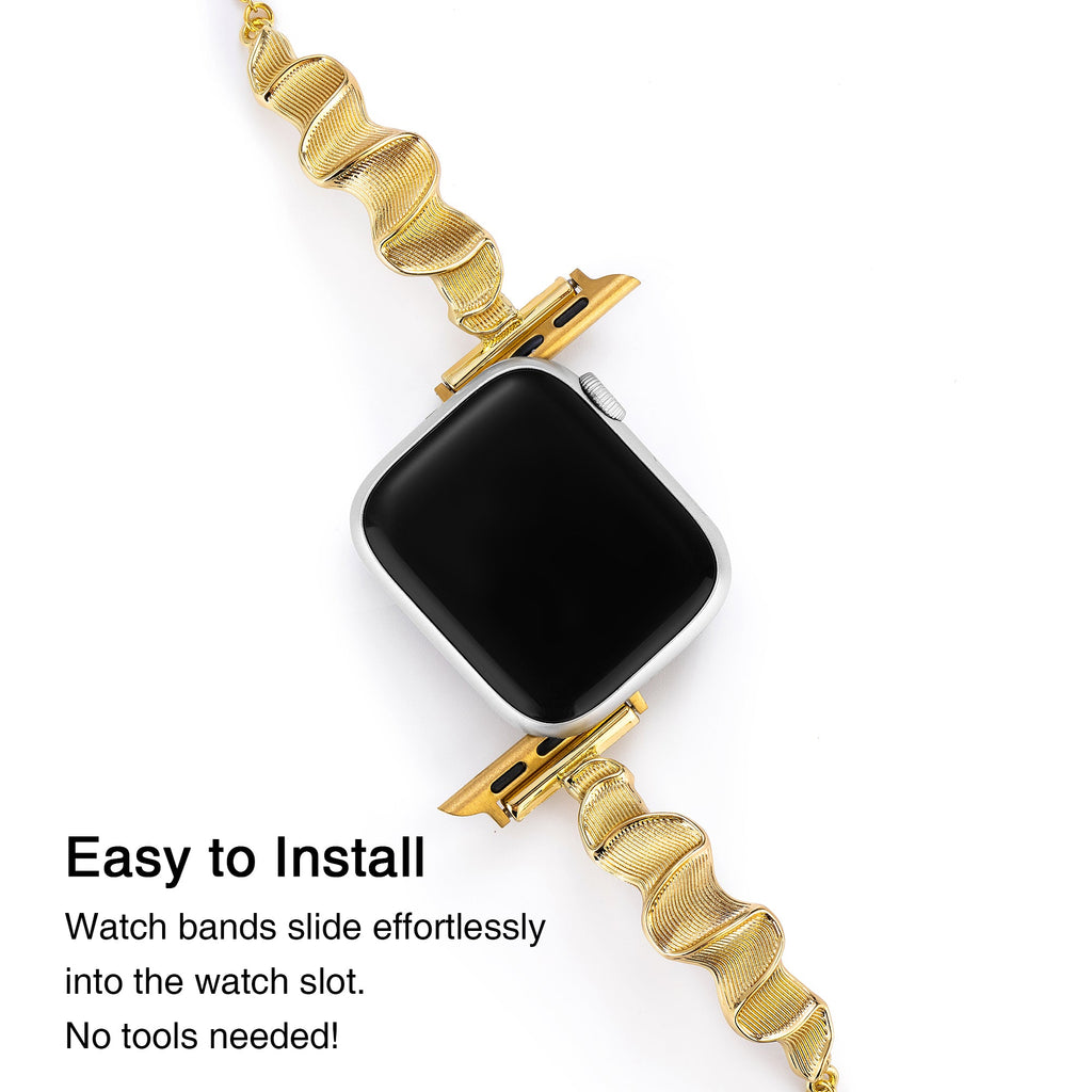 Sleek Wavy Metal Watch Band for Apple Watch