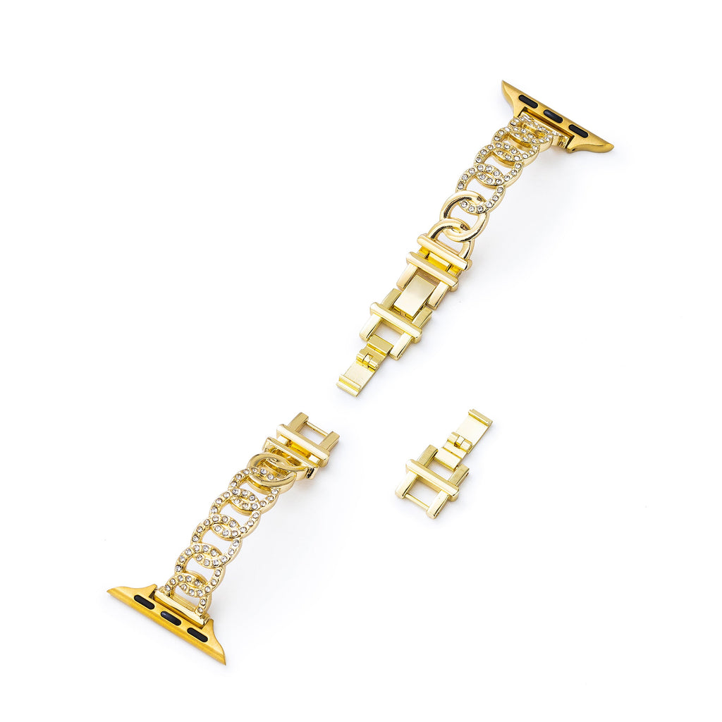 Rhinestone Circular Metal Watch Band