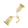 Leaf Rhinestone-Studded Metal Watch Band