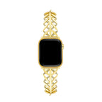 Leaf Rhinestone-Studded Metal Watch Band