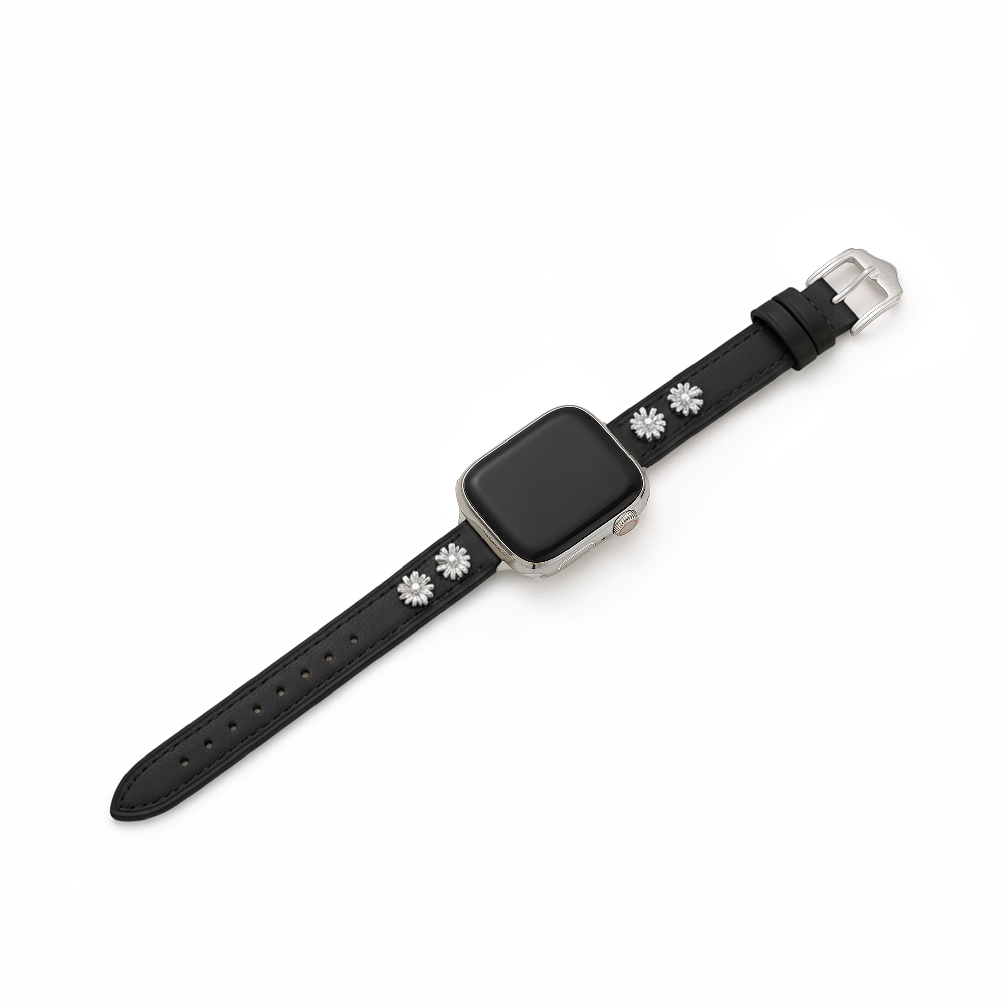 14k Gold / Platinum Plated Daisy Leather Watch Band for Apple Watch