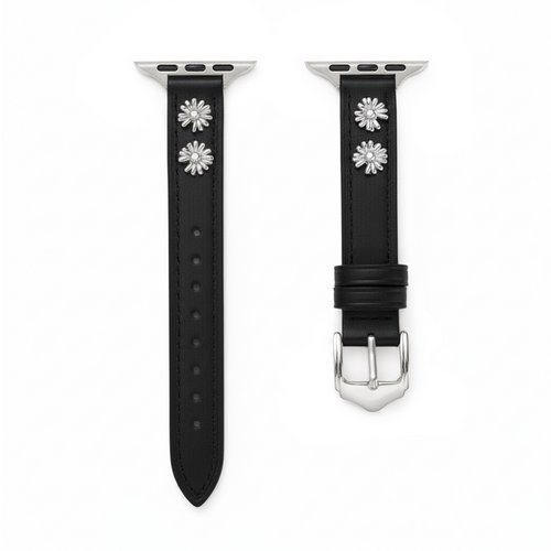 14k Gold / Platinum Plated Daisy Leather Watch Band for Apple Watch