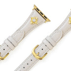 14k Gold / Platinum Plated Floral Accent Leather Watch Band