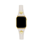 14k Gold / Platinum Plated Floral Accent Leather Watch Band