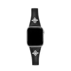 14k Gold / Platinum Plated Floral Accent Leather Watch Band