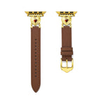 14k Gold / Platinum Plated Heart Adorned Leather Watch Band