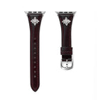 14k Gold / Platinum Plated Floral Accent Leather Watch Band