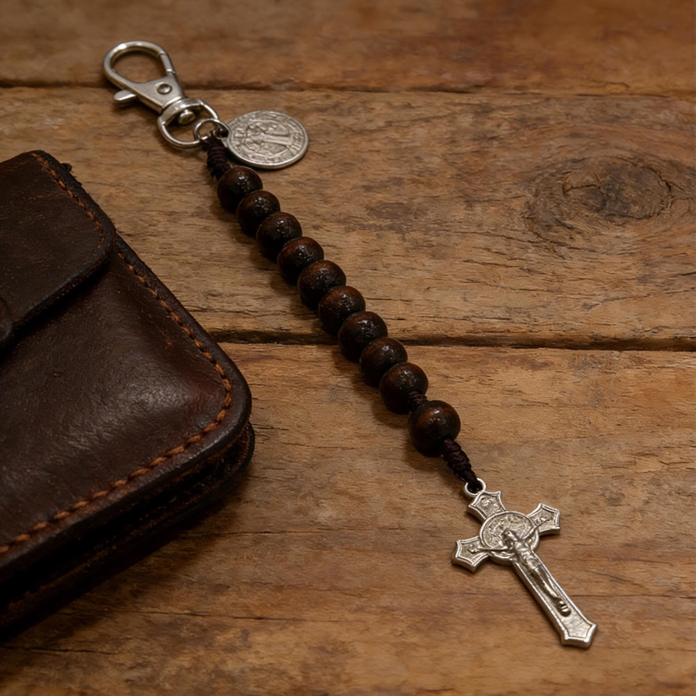 Christian Cross Rosary Keychain for Prayer and Blessing