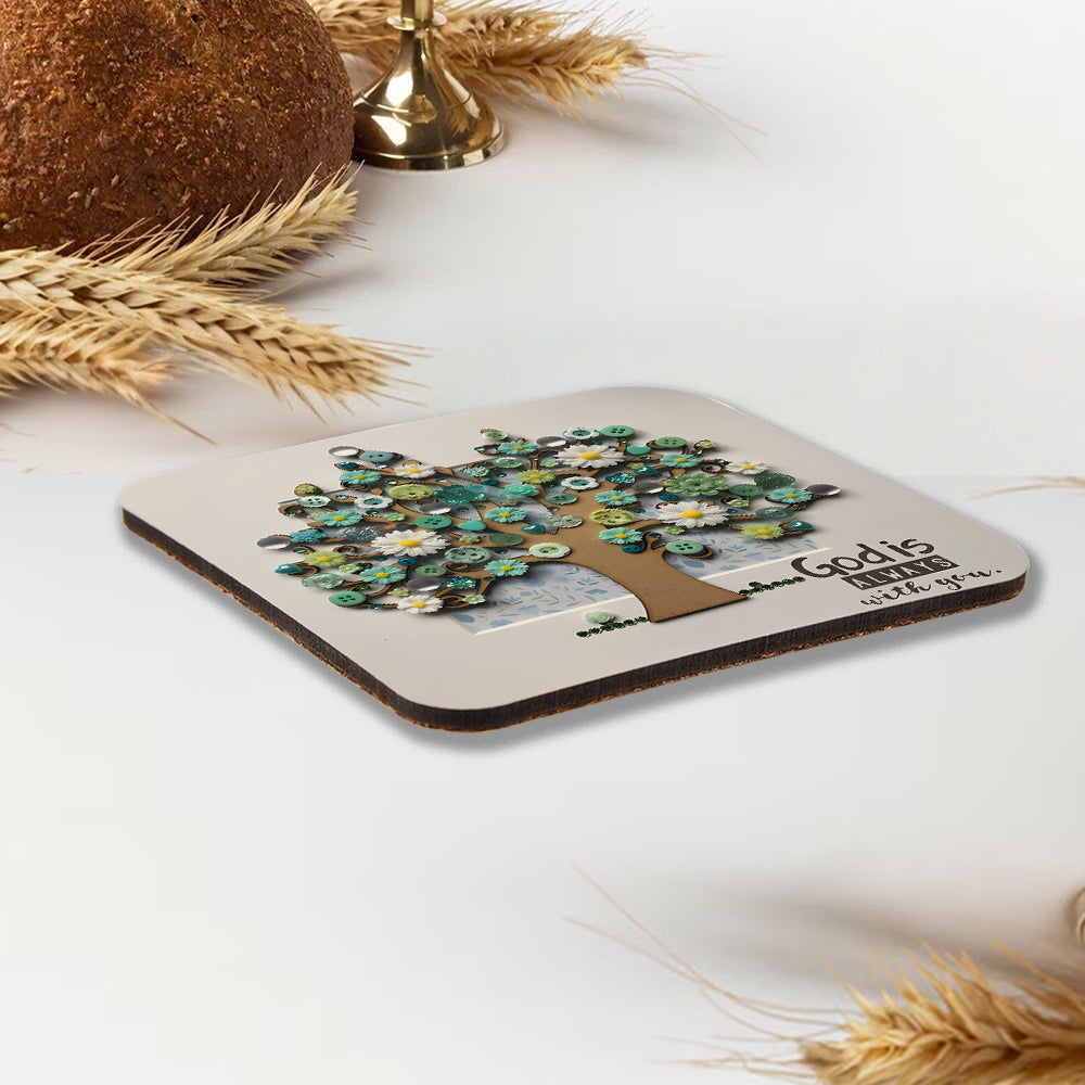 God Is Awayls With You Christian Wooden Printed Coasters