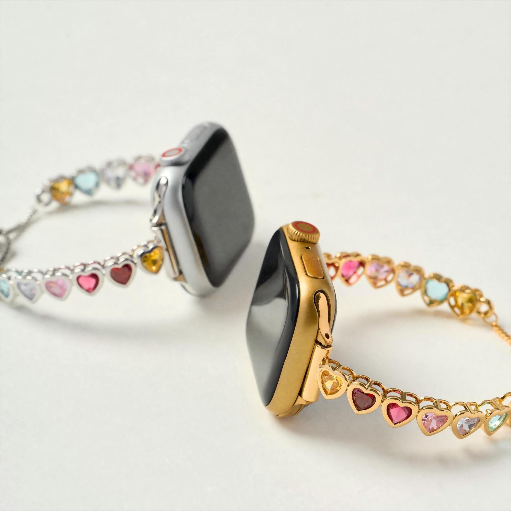 Rainbow Love 14k Gold / Platinum Plated Watch Band for Apple Watch