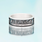 Last Supper Cross Christian Sterling Silver Band Ring