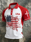 Men's American Flag Print Polo Shirt