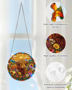 Blooming Highland Cow Light Suncatcher-Acrylic Window Art