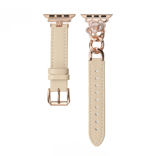 Camellia Chain Leather Watch Band for Apple Watch