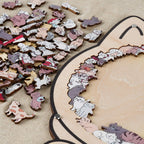 Morandi-Colored Cozy Cat Shaped Wooden Jigsaw Puzzle