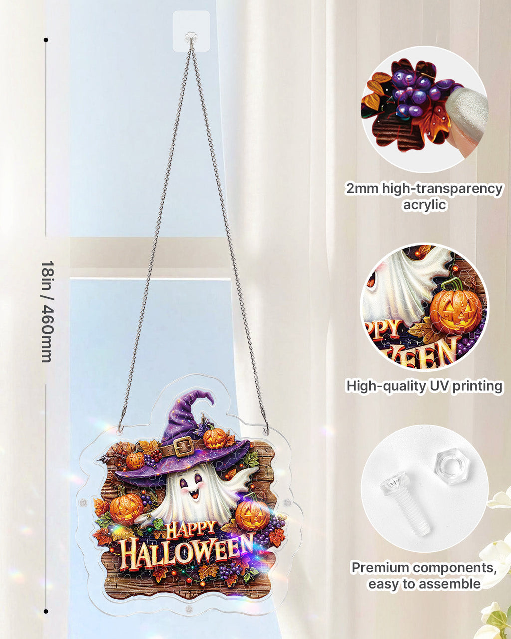 Halloween Ghost Light Suncatcher-Acrylic Window Art
