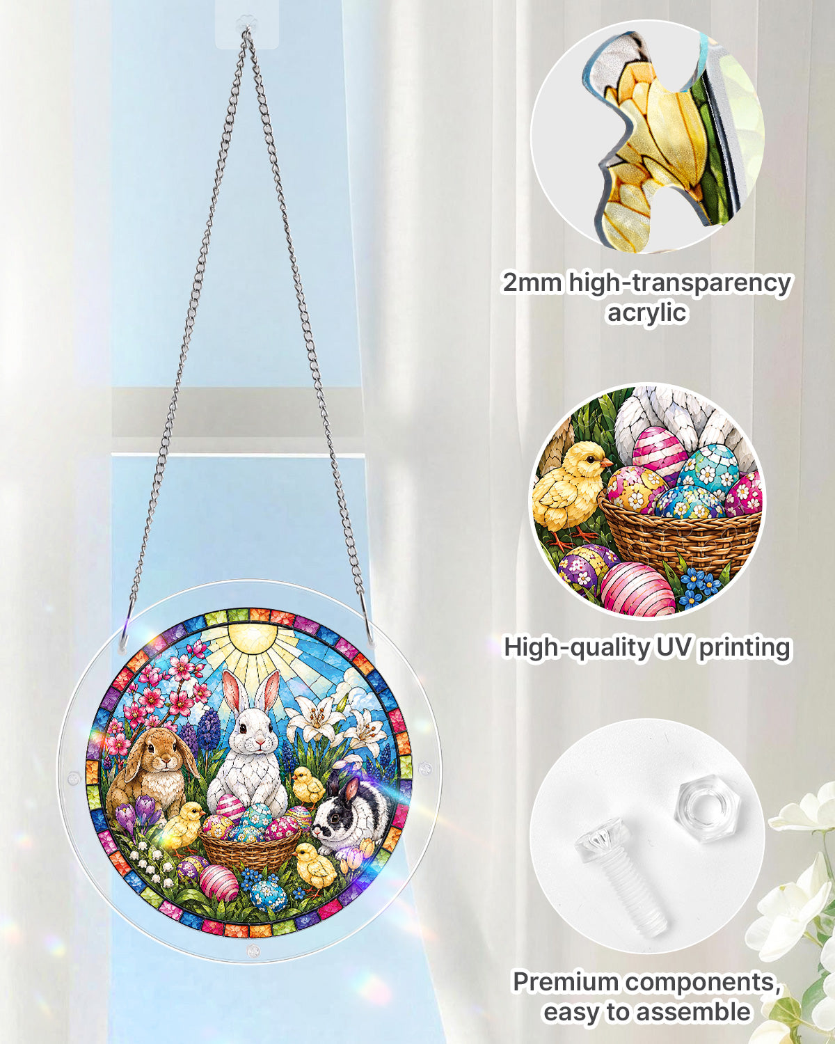 Spring Bunny Garden Light Suncatcher-Acrylic Window Art