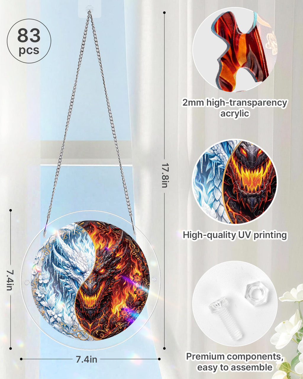Twin Dragon Realm Light Suncatcher-Acrylic Window Art