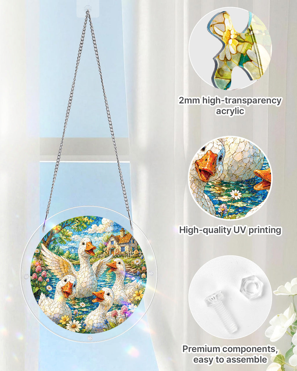 Lakeside Goose Garden Light Suncatcher-Acrylic Window Art