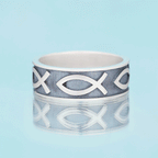 Jesus Fish Christian Sterling Silver Band Ring