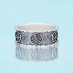 Chi Rho Alpha Omega Christian Sterling Silver Band Ring