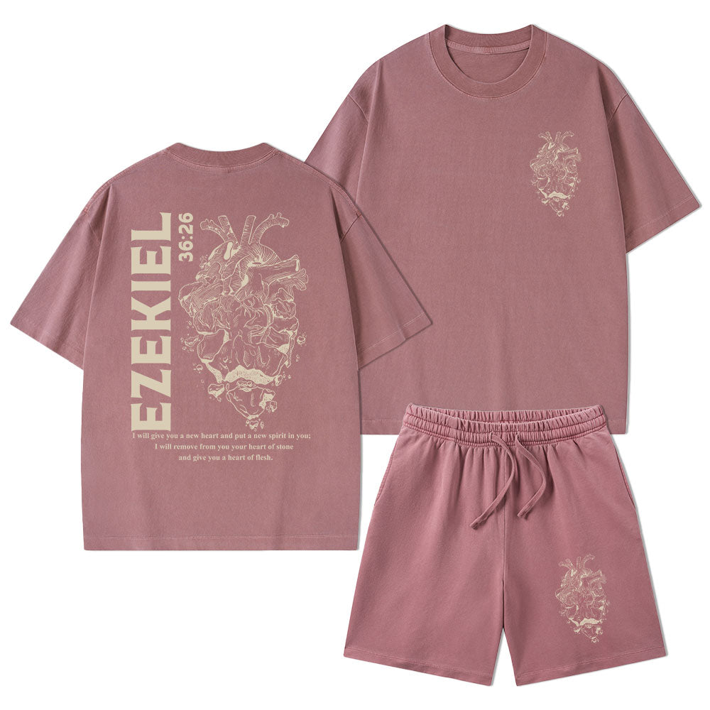 I Will Give You A New Heart And Put A New Christian Washed T-Shirt & Shorts