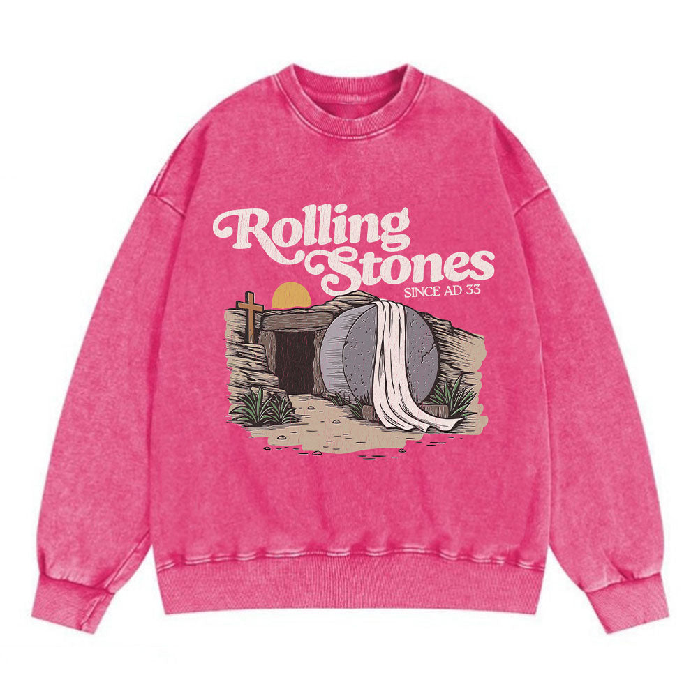 The Stone Was Rolled Away Christian Washed Sweatshirt