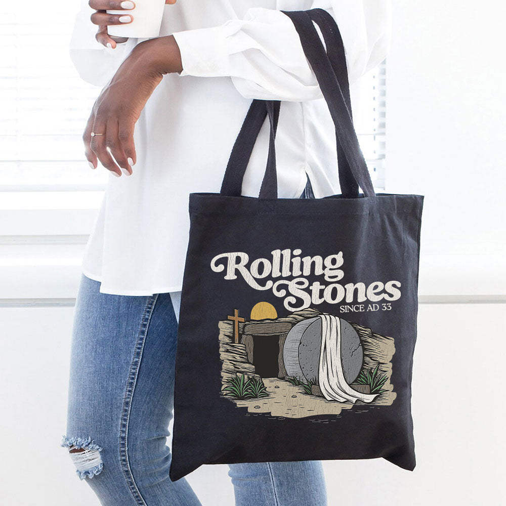 The Stone Was Rolled Away Christian Canvas Tote Bag