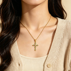 Minimalist Green Cross Christian Necklace