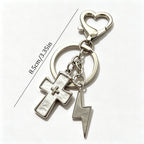 Cross & Lightning Shape Christian Keychain