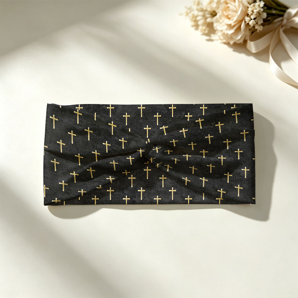 Simple Cross Christian Seamless Wide Headband