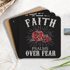 Faith Over Fear Christian Wooden Printed Coasters