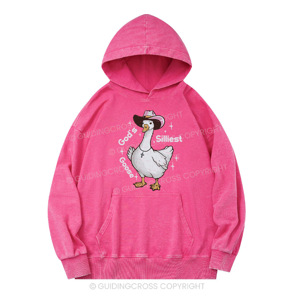 God's Silliest Goose Christian Washed Hoodie