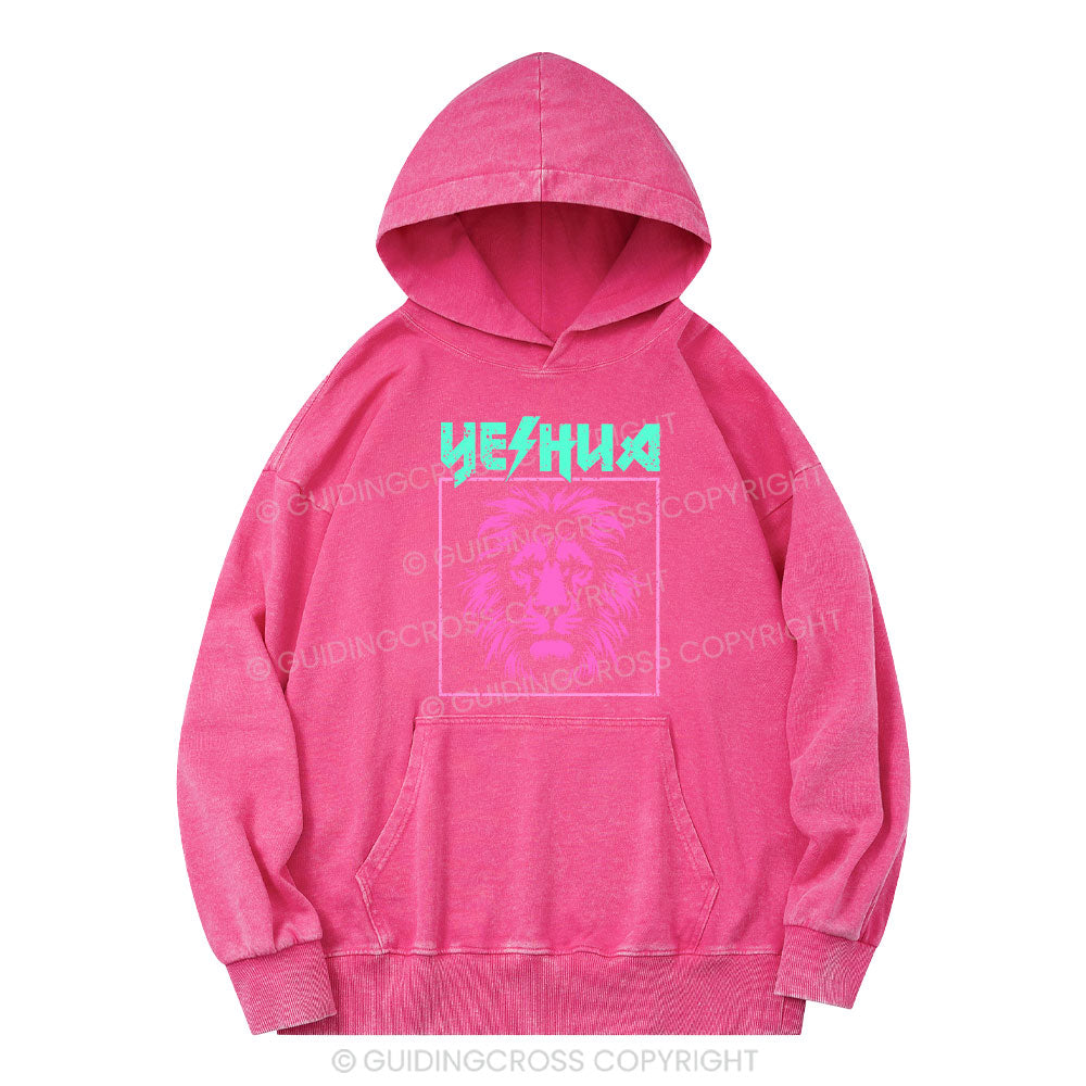 Yeshua Lion Christian Washed Hoodie