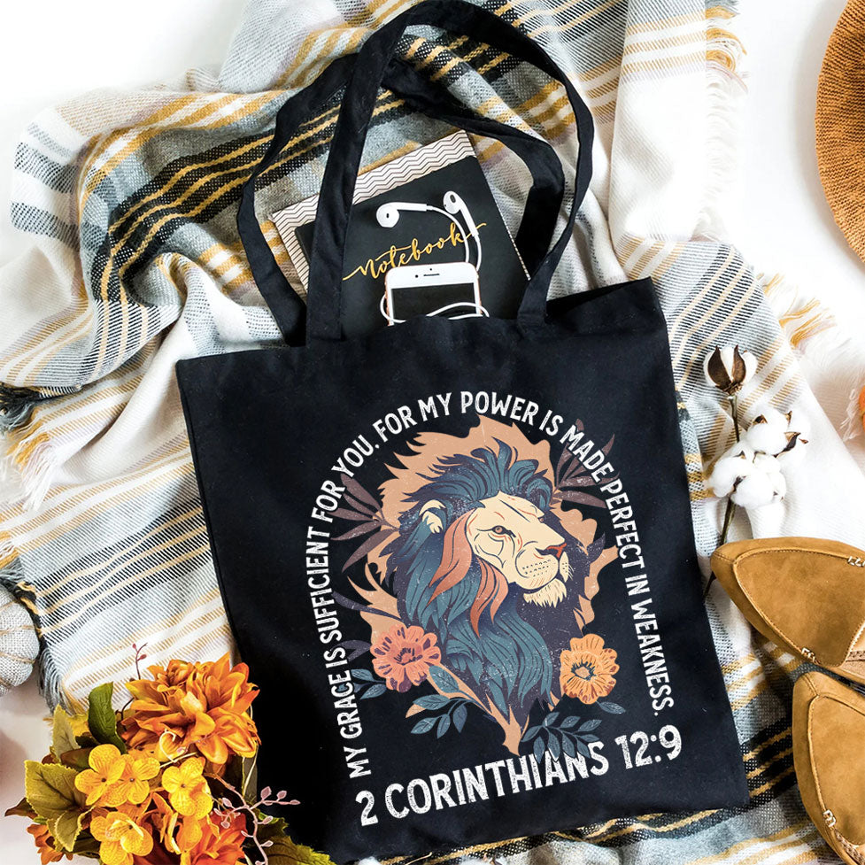 My Grace Is Sufficient Christian Canvas Tote Bag